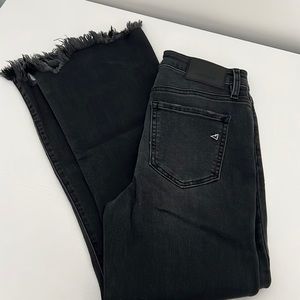 hidden black flare frayed jeans <3